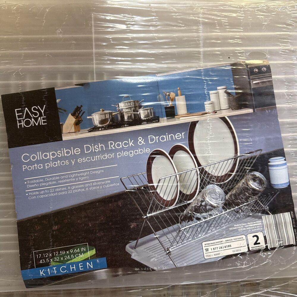 Easy Home Collapsible Dish Rack & Drainer, - Picture 2 of 3